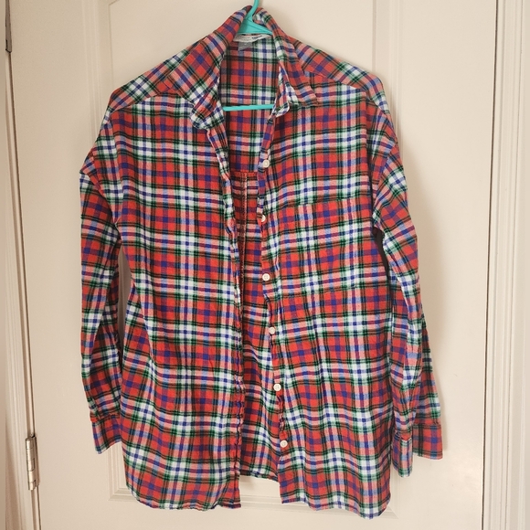 Old Navy Tops - Old Navy Women's The Boyfriend Shirt Red and Green Plaid Button-Down Shirt